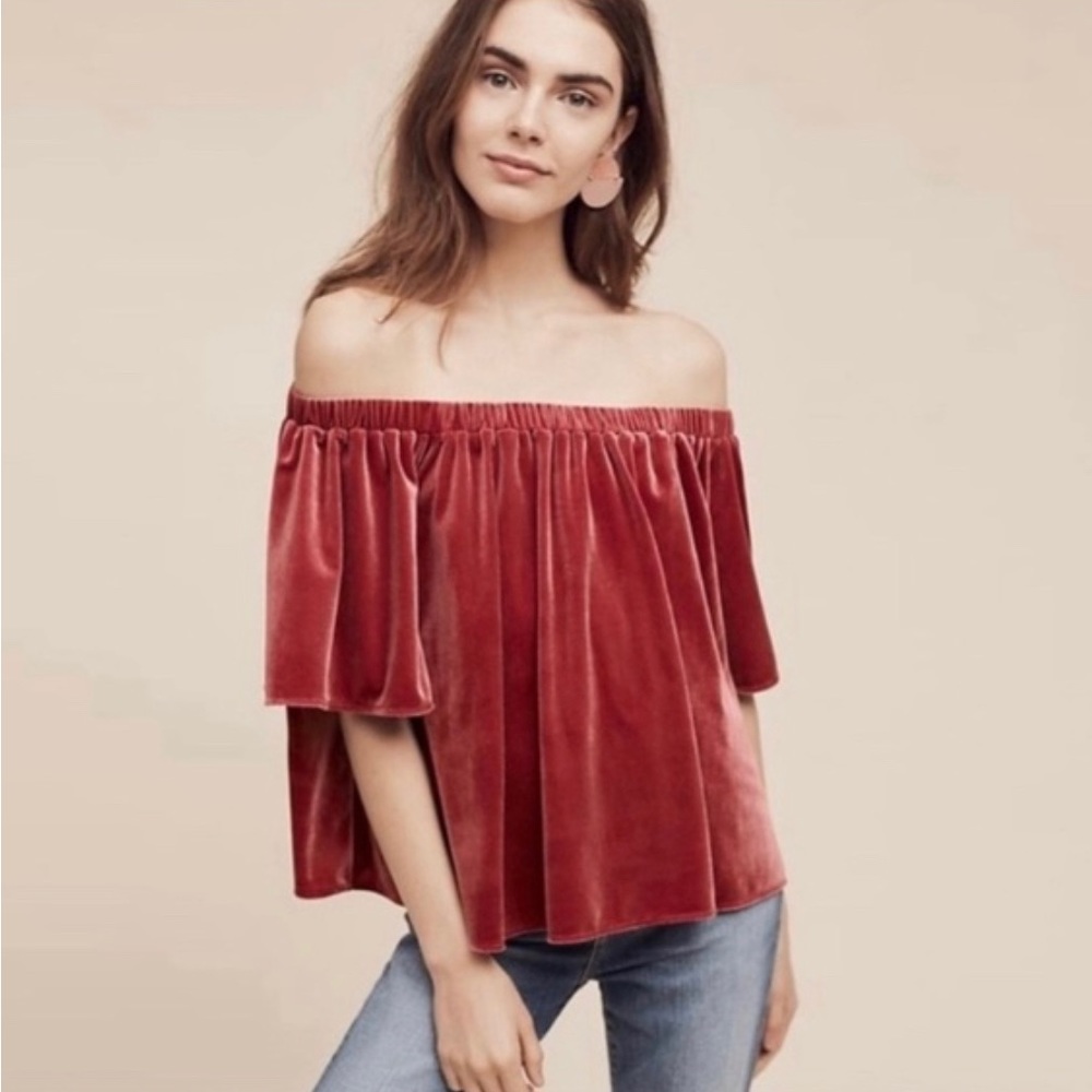 Anthropologie Sunday in Brooklyn Soft Velvet Off Shoulder Top